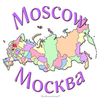 Moscow city on Russia map
