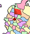 Closeup of Moscow marked on the Russia map