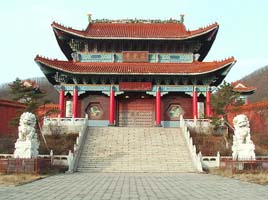 photograph of a temple in Dunhua, Jilin province