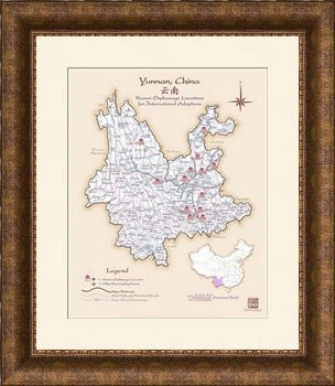 Yunnan fine art map framed sample