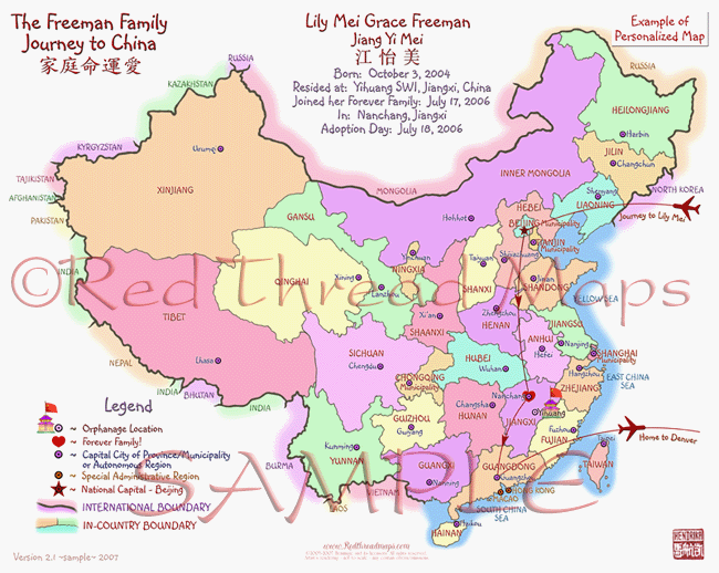 map of china provinces. China journey map personalized